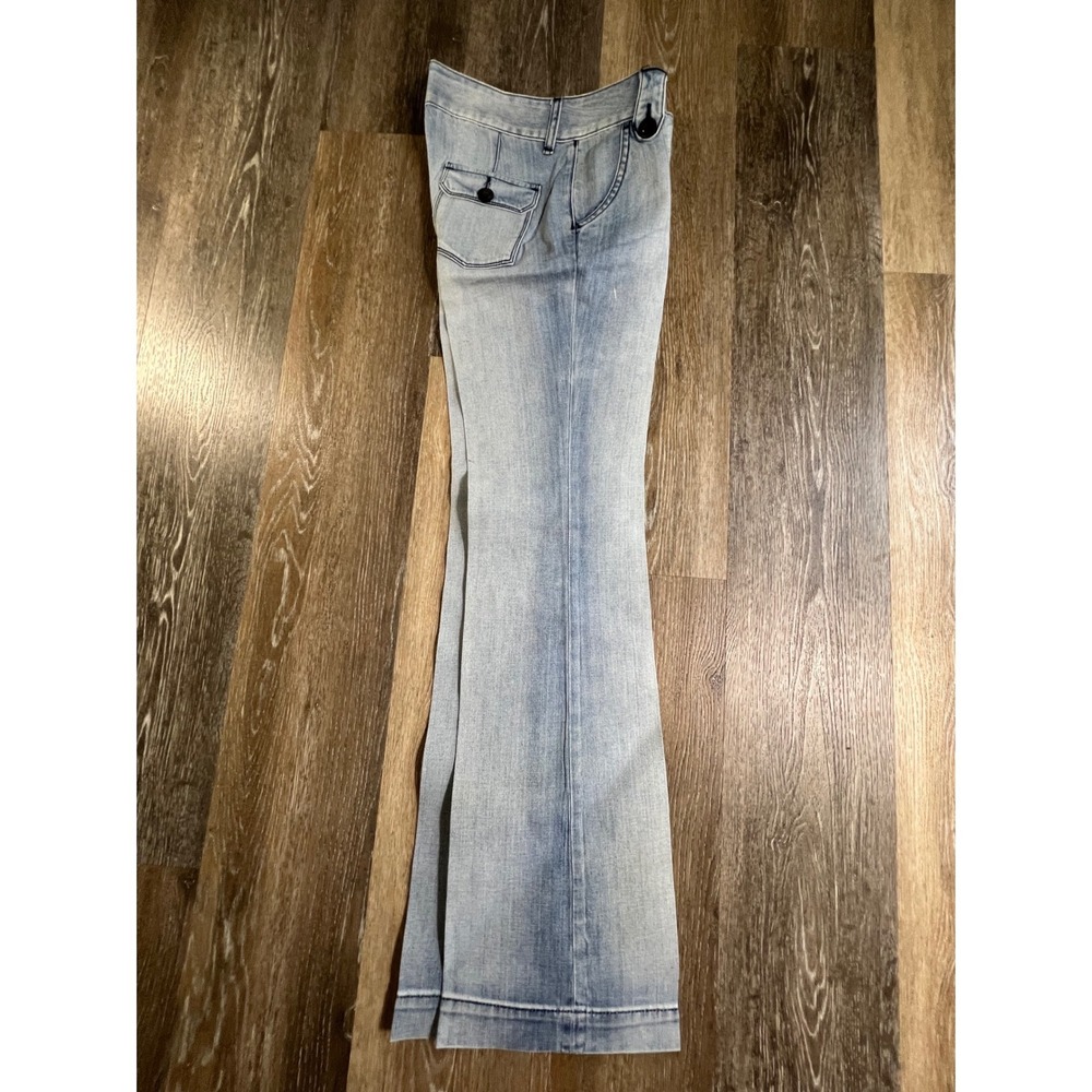 Mossimo Premium Denim Trouser Jeans Womens 2 Light Wash Flare Button Pockets